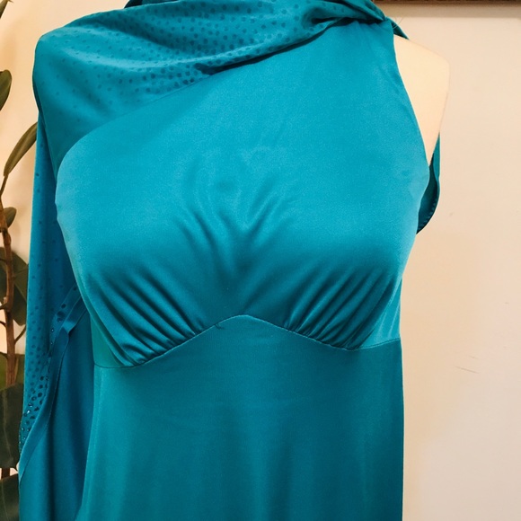 ILGWU Deep Sea Green One Shoulder Sequin Gown - Picture 5 of 8